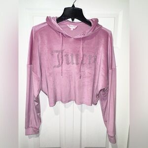 Juicy Couture cropped Pink Hoodie Top with bling design. Size M. GUC